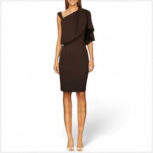 Black Halo Gracie Twig Dark Brown Cape Shoulder Dress Rare Bodycon NWT New 6